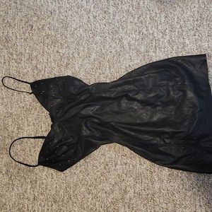 Sexy faux leather mini dress